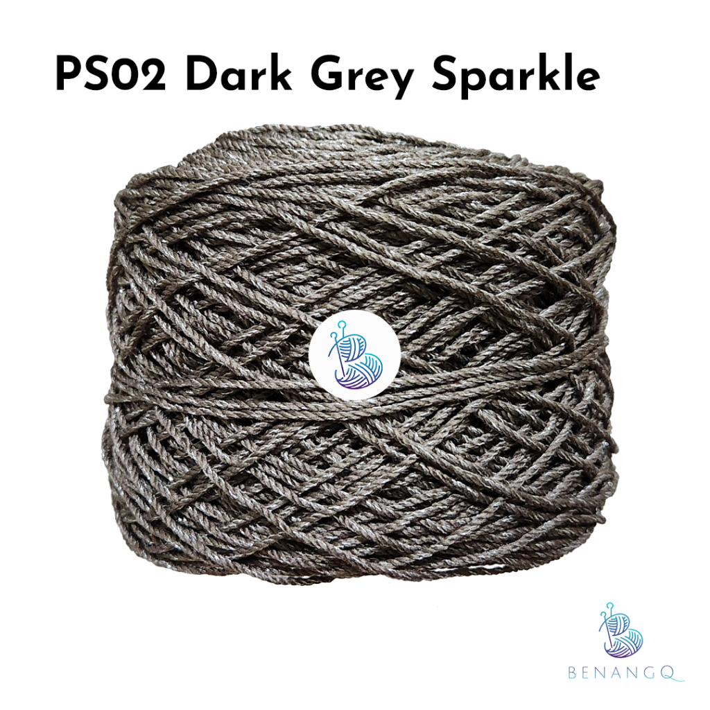 Benang Rajut Polyester Sparkle Glitter Silver