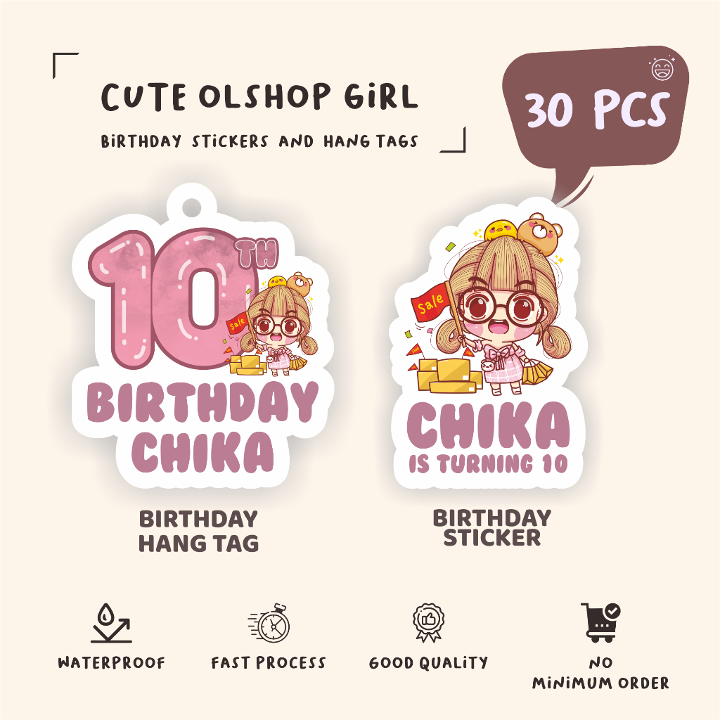 

(30pcs)diecut label hang tag CUTE OLSHOP GIRL /murah//label tag/lucu cetak hang tag ulang tahun/label stiker diecut/murah/label ulang tahun/suvemir ultah/stiker diecut/hangtag diecut