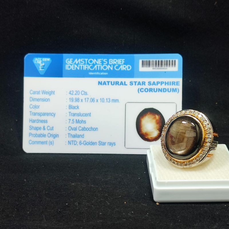 BATU PERMATA BLACK SAFIR STAR ASLI NATURAL BERSERTIFIKAT SIAP PAKAI