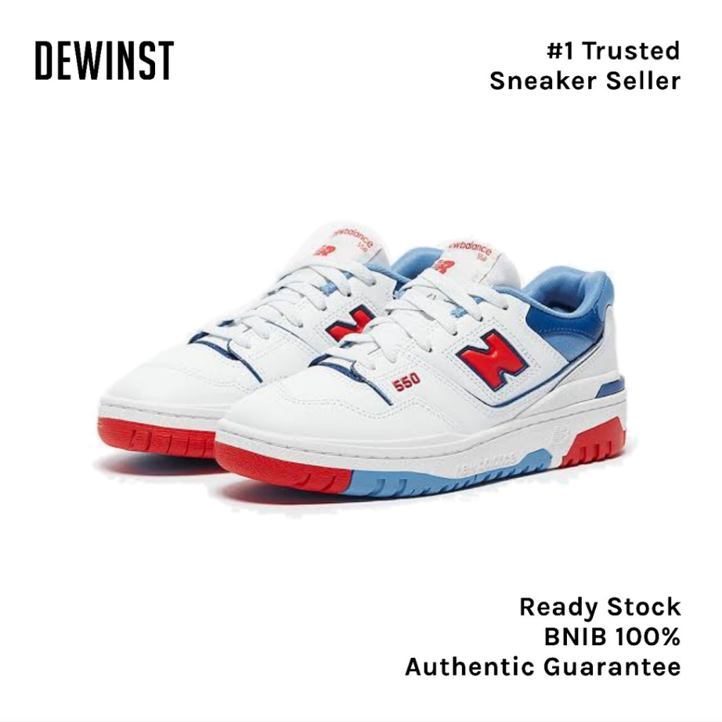 New Balance 550 White True Red Atlantic Blue GS BNIB RESMI ORIGINAL