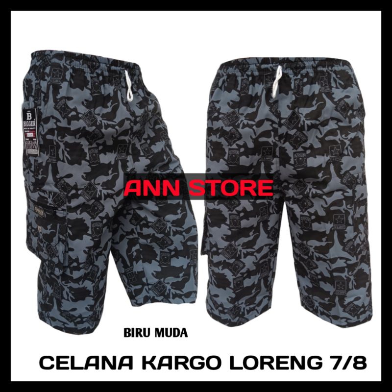 Celana kargo pria pendek 7/8,Celana pendek kargo 7/8 loreng, Celana cargo pria