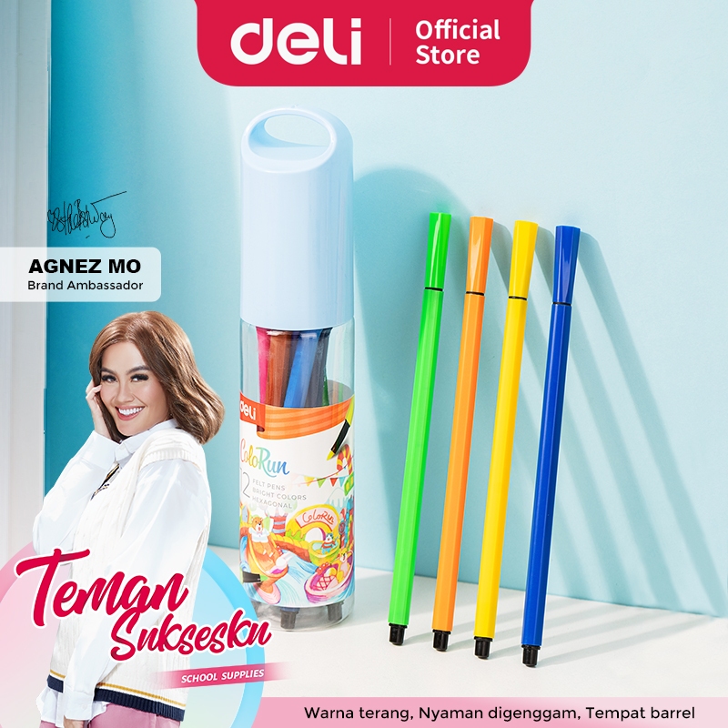 Deli Spidol Warna / Felt Pen Warna Terang Nyaman Digenggam EC156