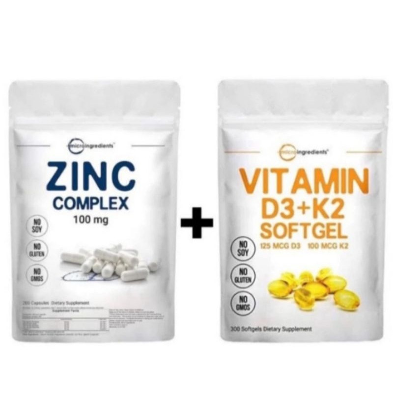 Paket Vitamin D3+K2 5000 IU Dan Zinc Complex 100 MG MICROINGREDIENT
