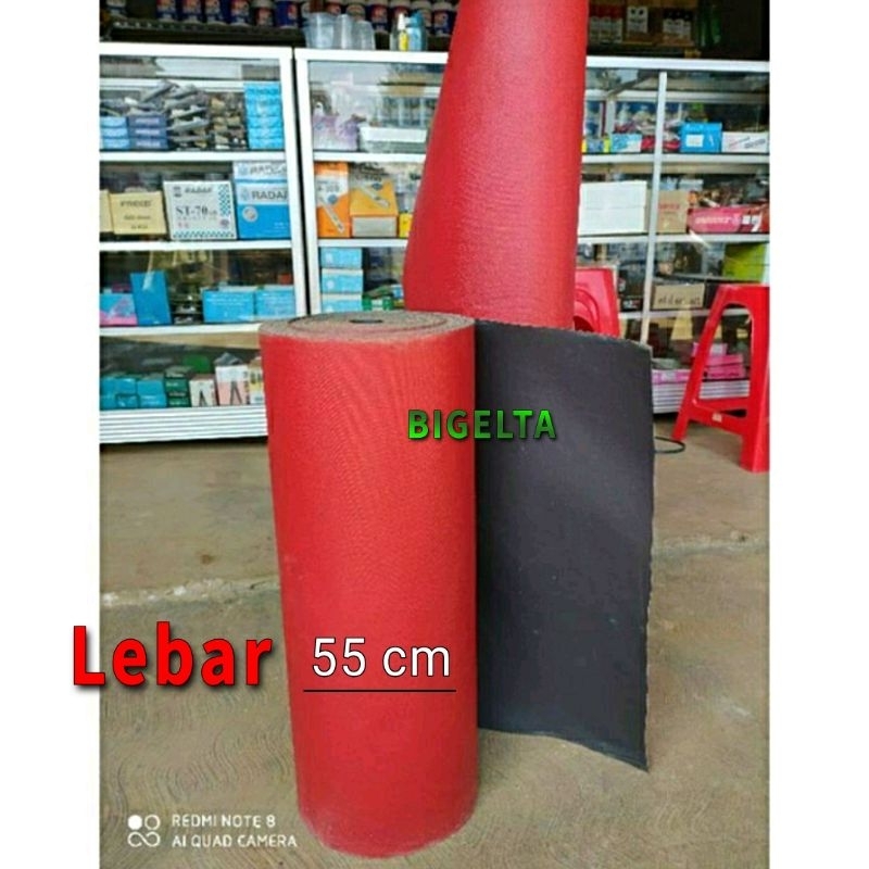 karpet talang air merah hitam 55 cm atap alas genteng permeter