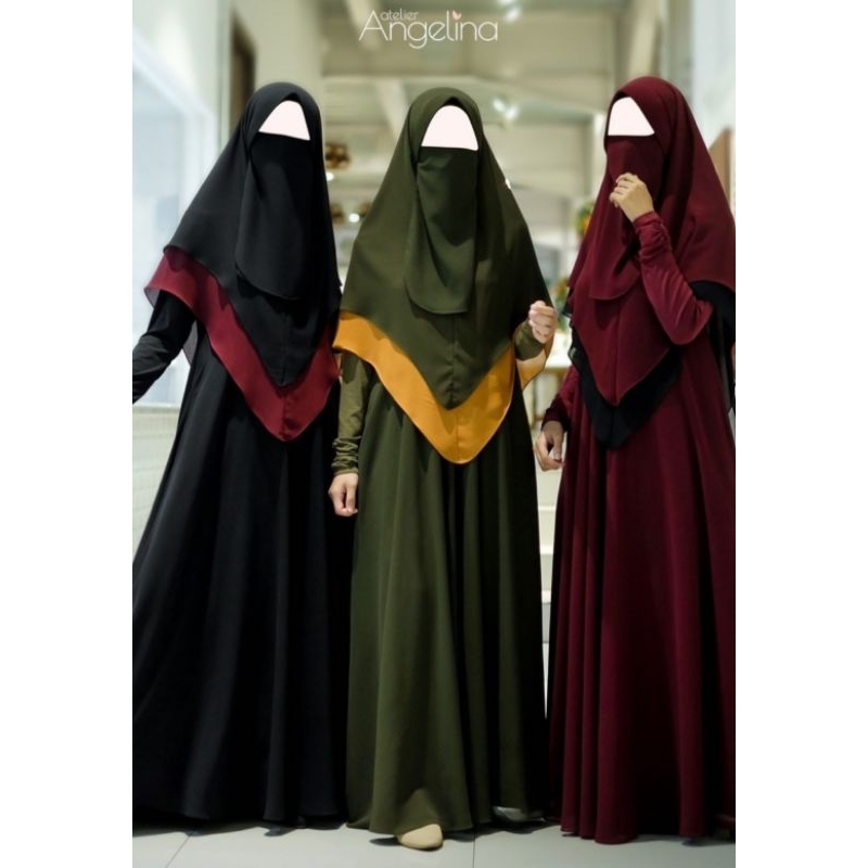 Zulaikha Khimar HP Atelier Angelina Black Maroon