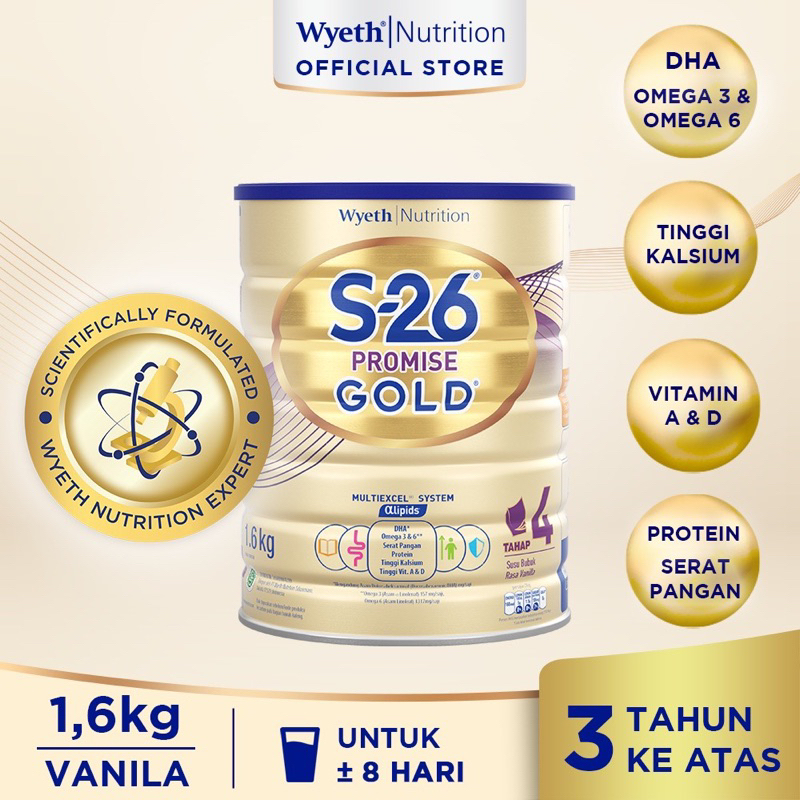 

S-26 Promise GOLD Tahap 4 Vanila Susu Pertumbuhan Anak Usia 3-12 Tahun, Kaleng 1600 gr