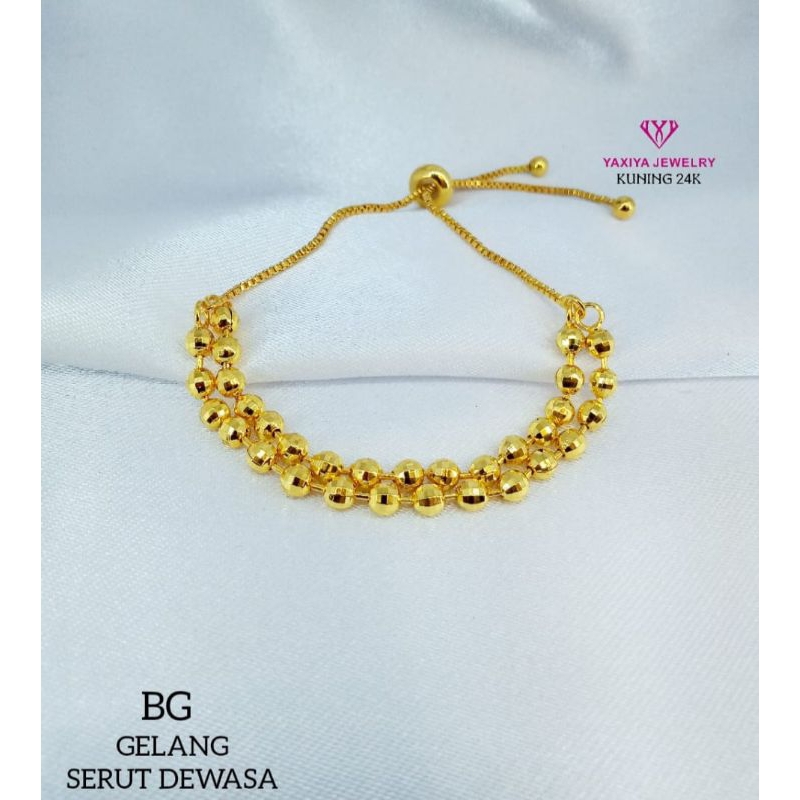 gelang bola serut lapis emas 24k