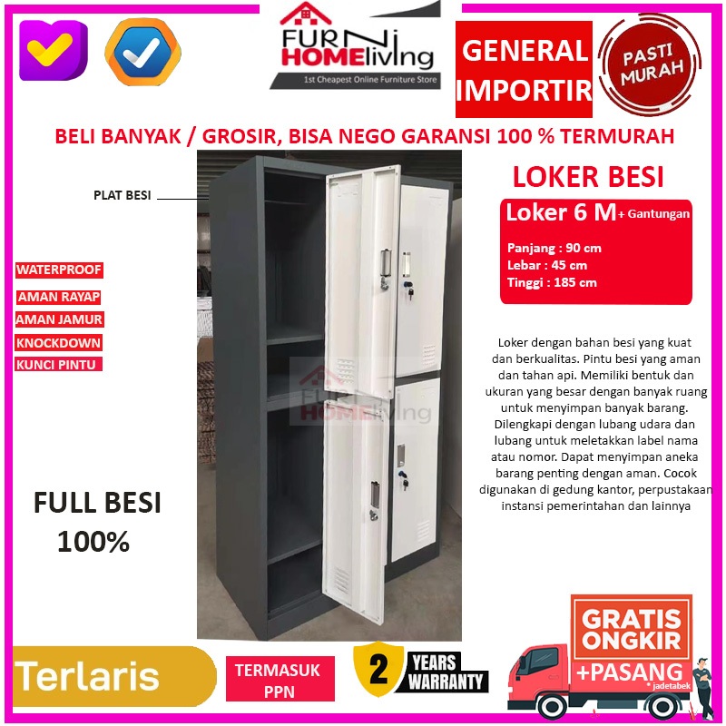 PROMO Loker Besi Locker Cabinet Besi 6 Pintu