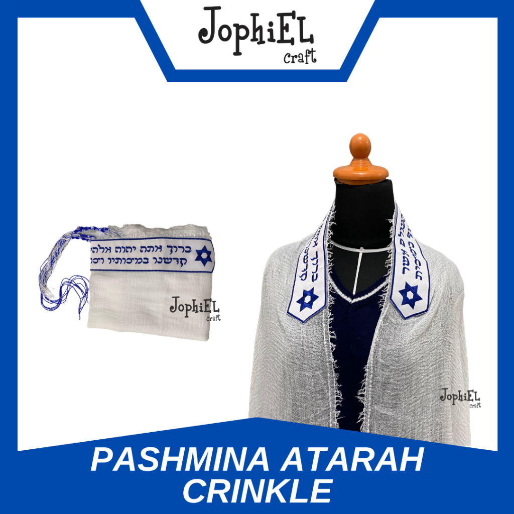 [READY] PASHMINA ATARAH CRINKLE TZITZIT ATRIBUT IBADAH JUBAH DOA TALLIT WANITA