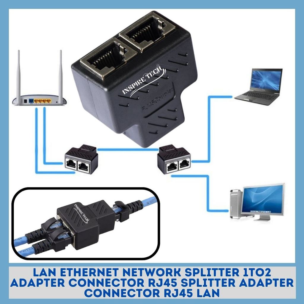 LAN Ethernet Network Splitter 1to2 Adapter Connector RJ45 Splitter Adapter Connector Rj45 Lan
