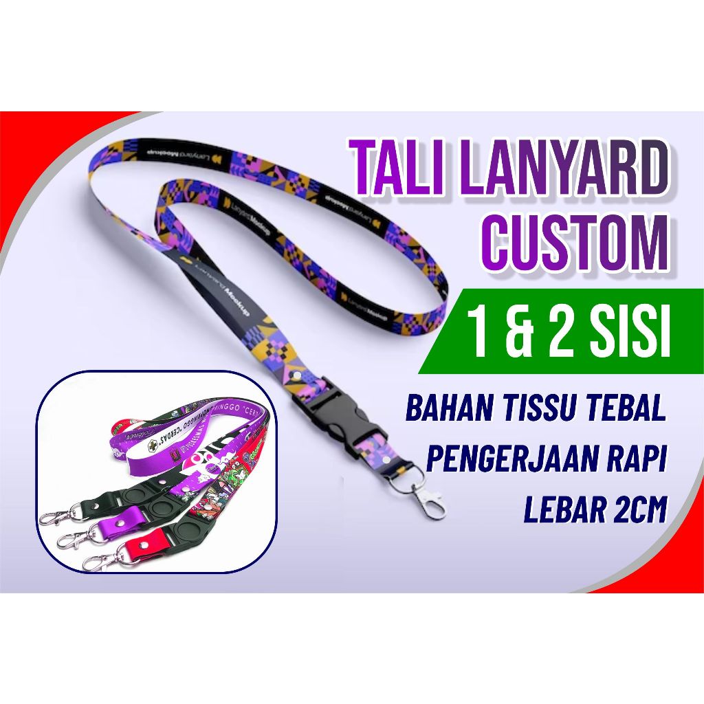 

Tali Lanyard Custom Full Color Lebar 2 cm Bahan Tissue Halus