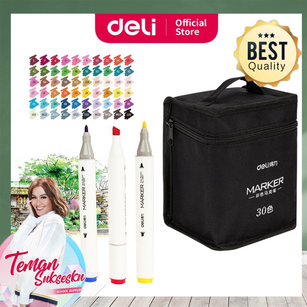 

Deli Color Marker+ Bag-Spidol Warna dapat Tas isi 30 Warna 70807