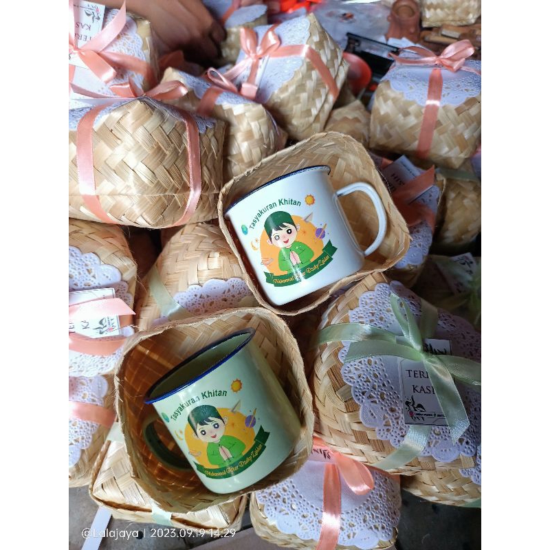 Cangkir mug enamel 8cm kemas besek