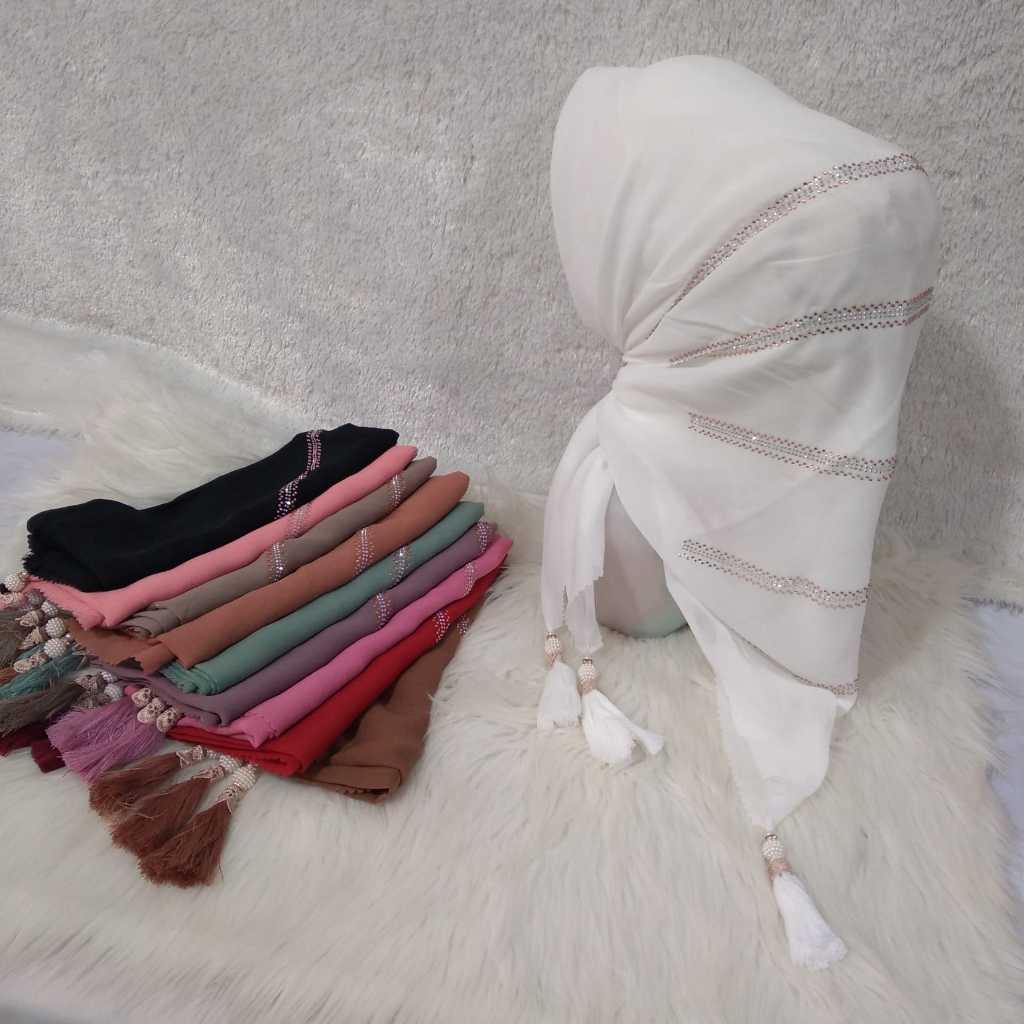 hijab payet murah grosir / hijab mute swarovski glamour / Hijab Segi Empat mute / Jilbab SegiEmpat m