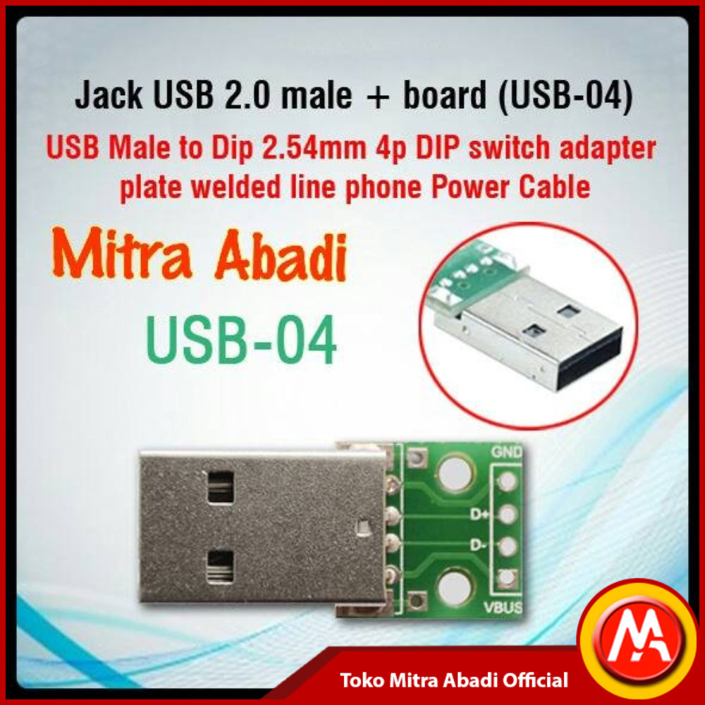 Jack USB 2.0 Male/Cowok + Board (USB-04)