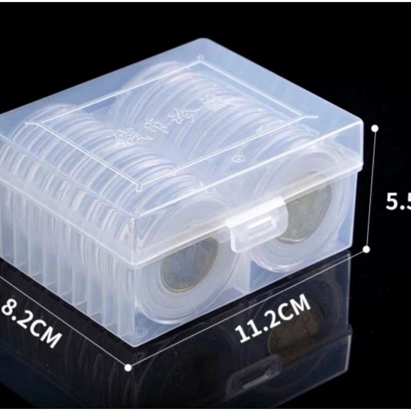 Pelindung koin Kapsul coin bulat 46 mm transparan busa box plastik
