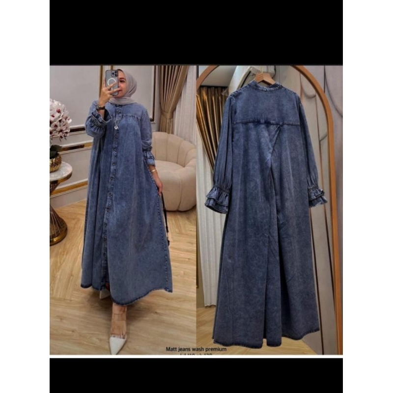 MIDI dress jeans long dress jeans gamis levis tunik jeans wanita