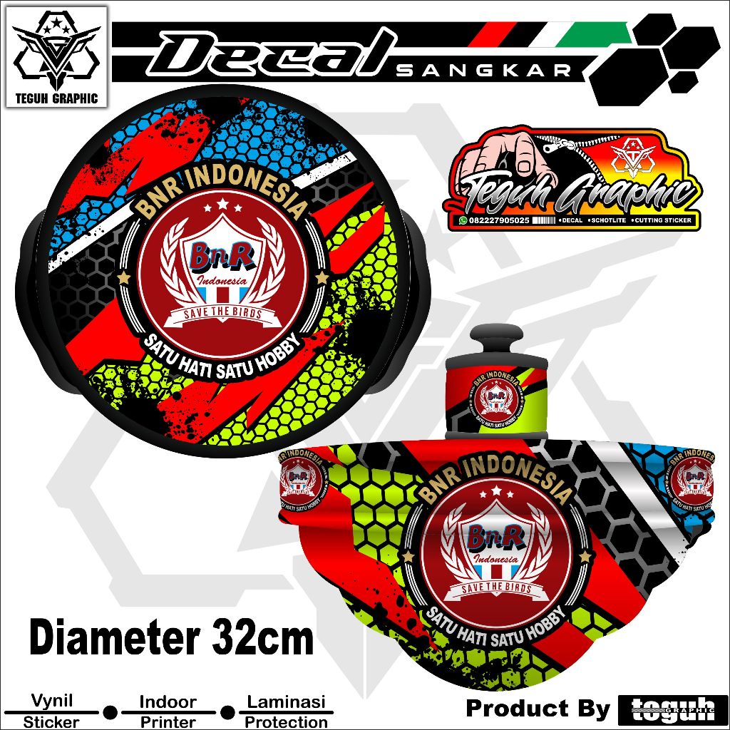 Stiker Tebok T3 Lovebird BNR Decal Sangkar T3 Motif BNR Racing