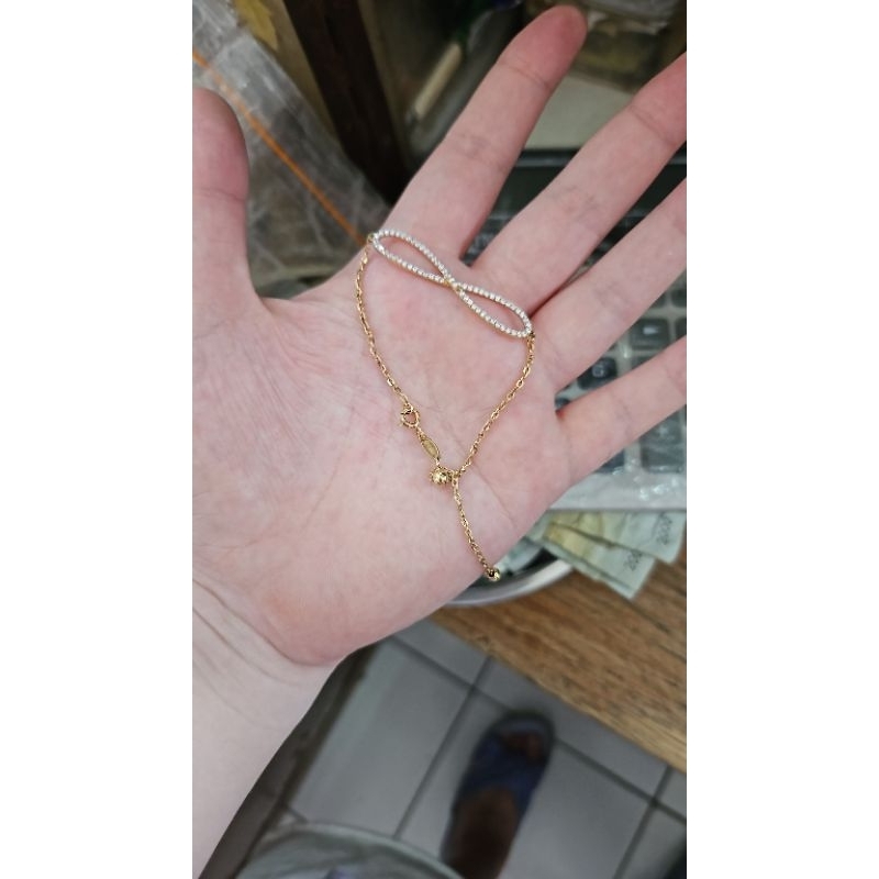 Gelang serut lotus adjustable mewah korea emas asli 375 muda big size jumbo