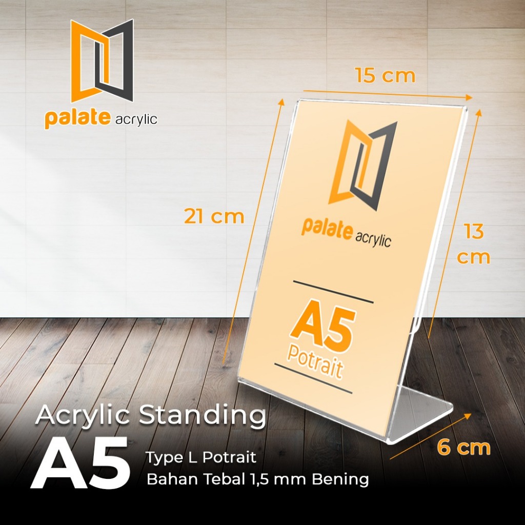 

AKRILIK TENT HOLDER A5 L PORTRAIT - 1,5MM STANDARD