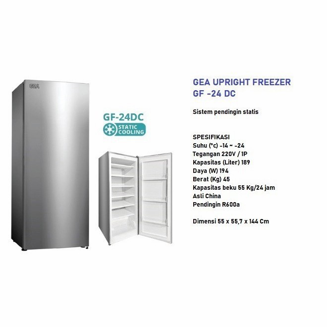 GEA GF-24DC UPRIGHT FREEZER GF24DC FREEZER ASI ES BATU 6 RAK