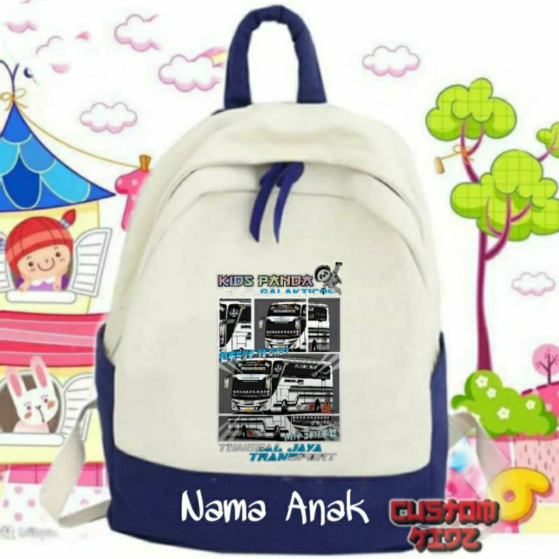tas sekolah anak tk sd BUS KIDS PANDA GALAKTICOS TUNGGAL JAYA TRANSPORT Free cetak nama anak