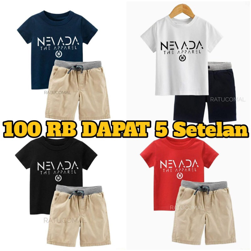 Paket Promo 100ribu Dapat Setelan Anak 5 Kaos + 5 Celana pendek Polos Chinos