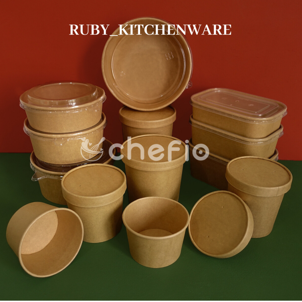 Paper Kraft Bowl Cup Cake Mangkok Kertas Makanan Coklat Laminasi