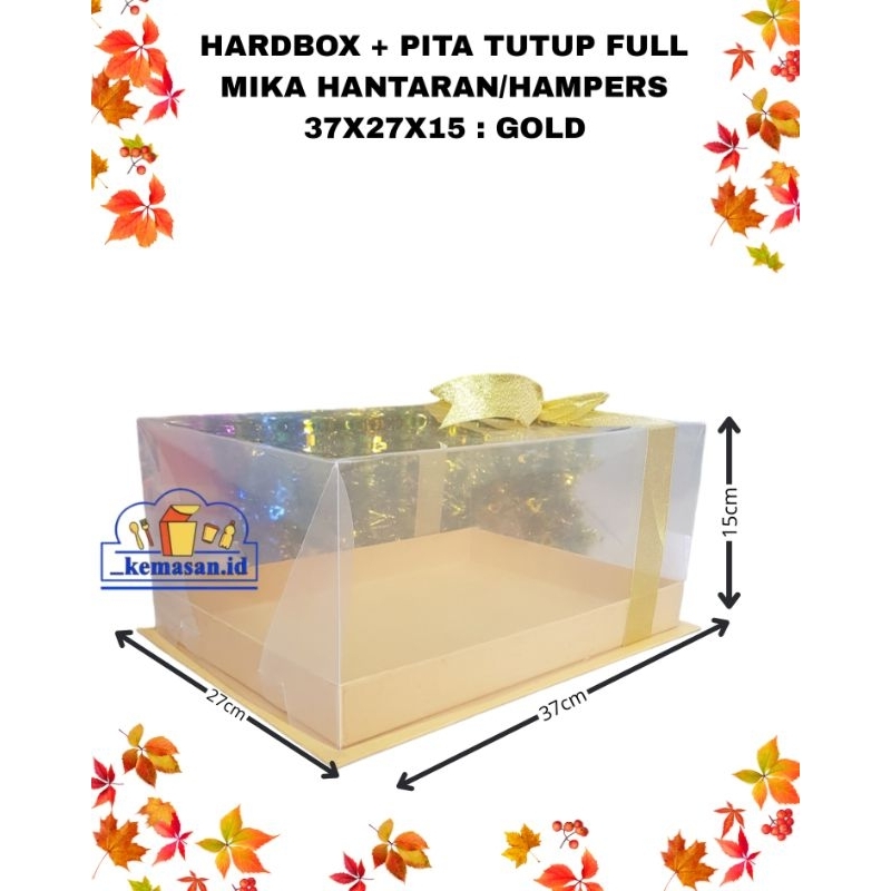 

HARDBOX + PITA TUTUP FULL MIKA HANTARAN /HAMPERS 37X27X15 : GOLD