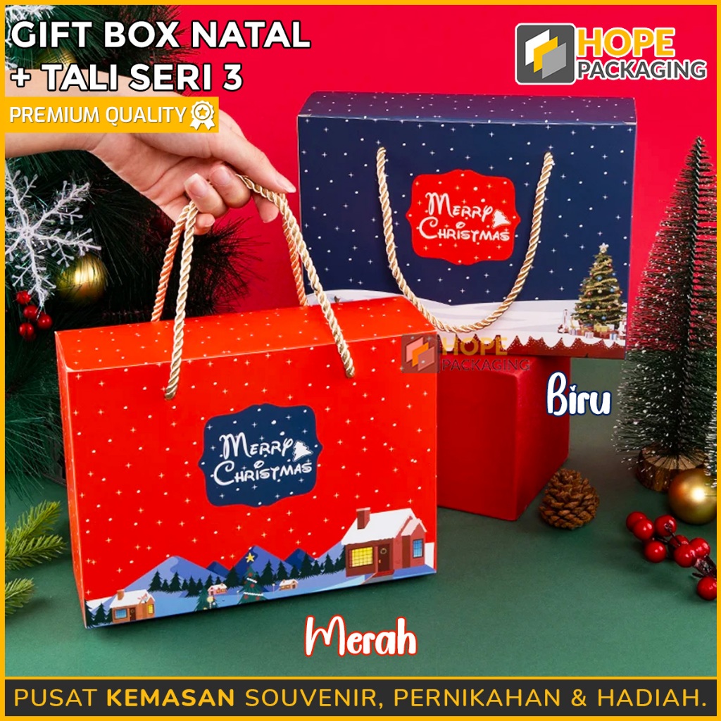 

Kotak Hadiah Natal / Gift Box Natal + Tali / Kotak Hampers Chirstmas / Paper Box Natal