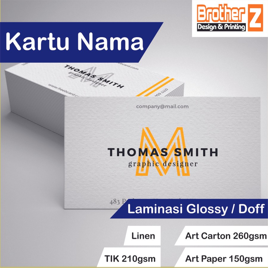 

Kartu Nama 1 Sisi | Laminasi Glossy / Doff