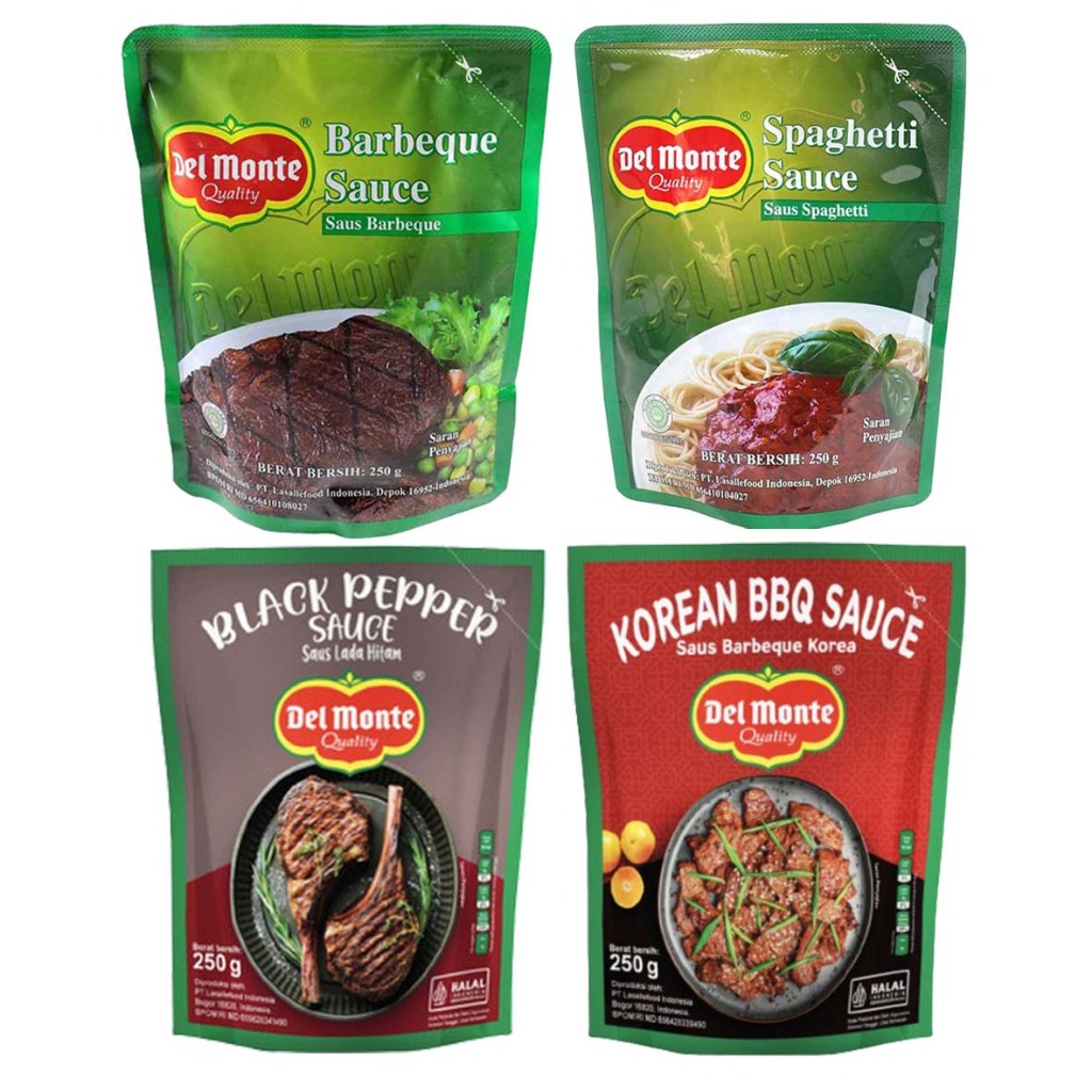 

Saus delmonte korean bbq 250g / saus delmonte blackpepper 250g /Spaghetti sauce del monte 250gr / Barbeque sauce del monte 250gr / blackpepper sauce delmonte 250g / korean barbeque sauce delmonte 250g /saus spageti delmonte 250gr / saus bbq delmonte 250gr