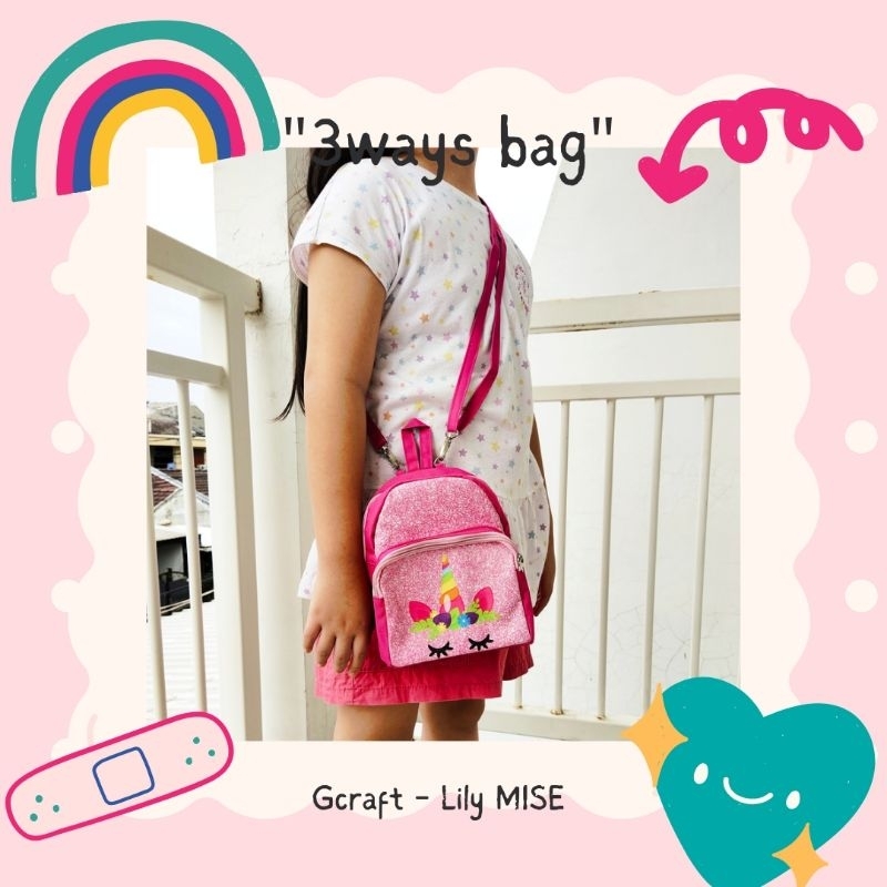 3ways bag - mini bag - tas mini - cute bag - sling bag - mini backpack