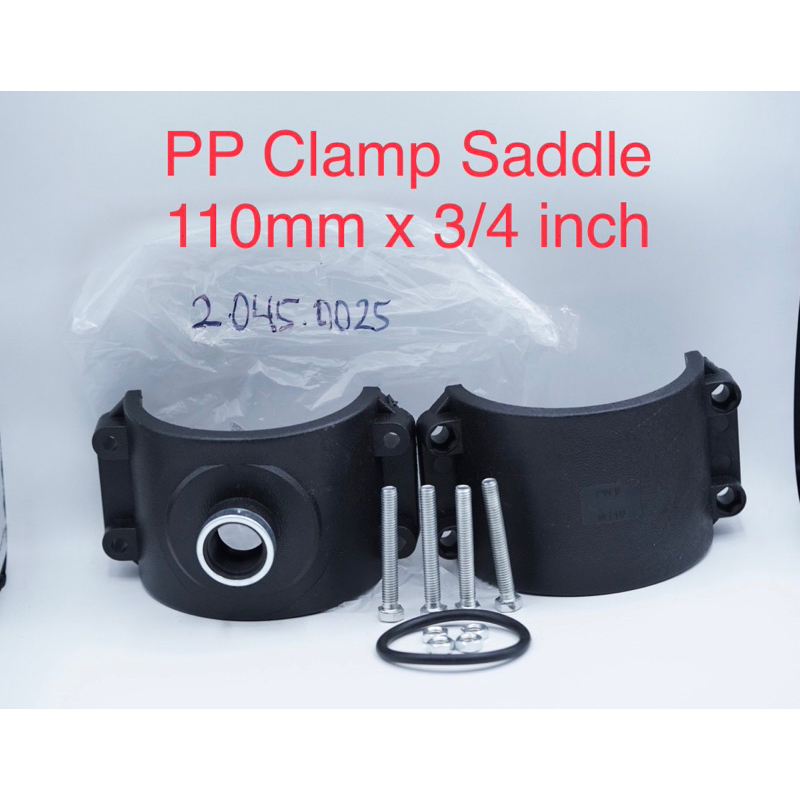 Clamp Saddle PP Klem Sadle 110 mm x 3/4 inch 110mm x 3/4” Fitting Tapping Compression Pipa PVC Clamp