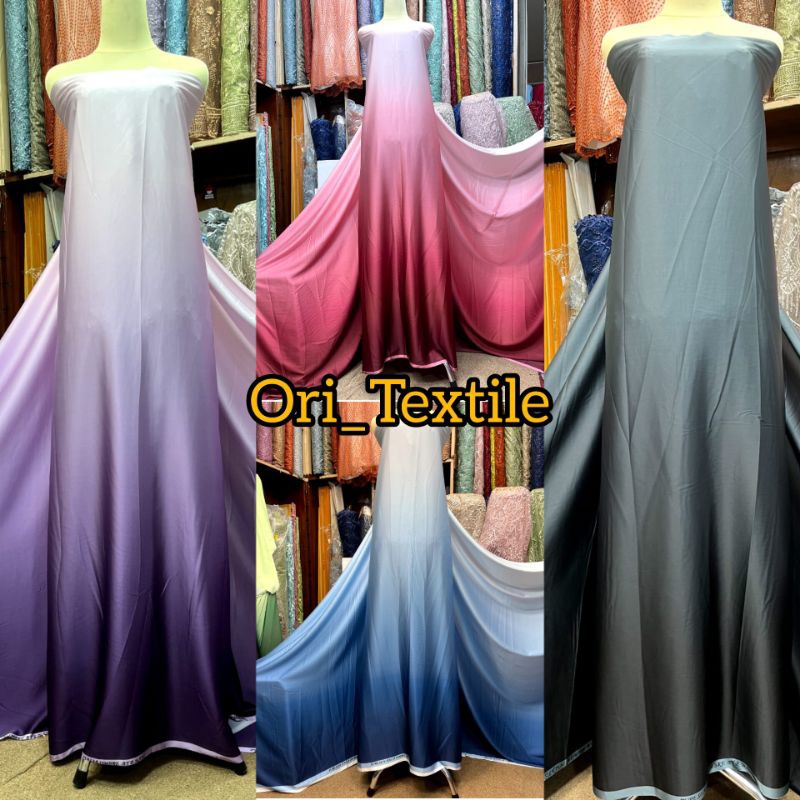 SALE...Bahan Kain Satin Armani Gradasi/Satin Armani gradasi Polos/Gradasi Warna Terbaru
