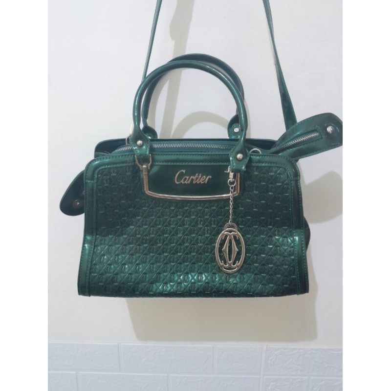 PRELOVED TAS WANITA BRAND CARTIER WARNA HIJAU BOTOL GLOSSY