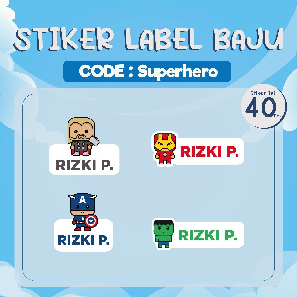 

Ay00! Stiker Label Nama Baju Custom / Stiker Label Nama Untuk Kain / Stiker Label Baju Tinggal