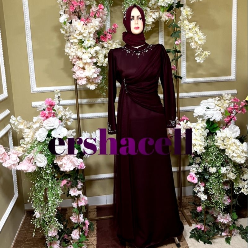 gaun pesta bahan maxmara silk gaun Arissa