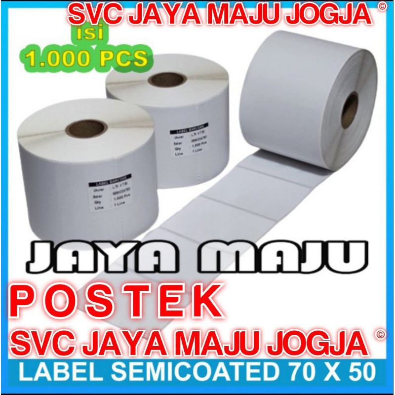 

[ POSTEK ] 70 X 50 - 1 LINE SEMICOATED - FACE IN - ISI 1.000 PCS || CORE 1" || LABEL BARCODE THERMAL TRANSFER PAKAI RIBBON - KERTAS STICKER E-TICKET FARMASI RESEP OBAT APOTEK || 70X50 - C168 C 168 G2108 G 2108 I-Series - ISI 1000