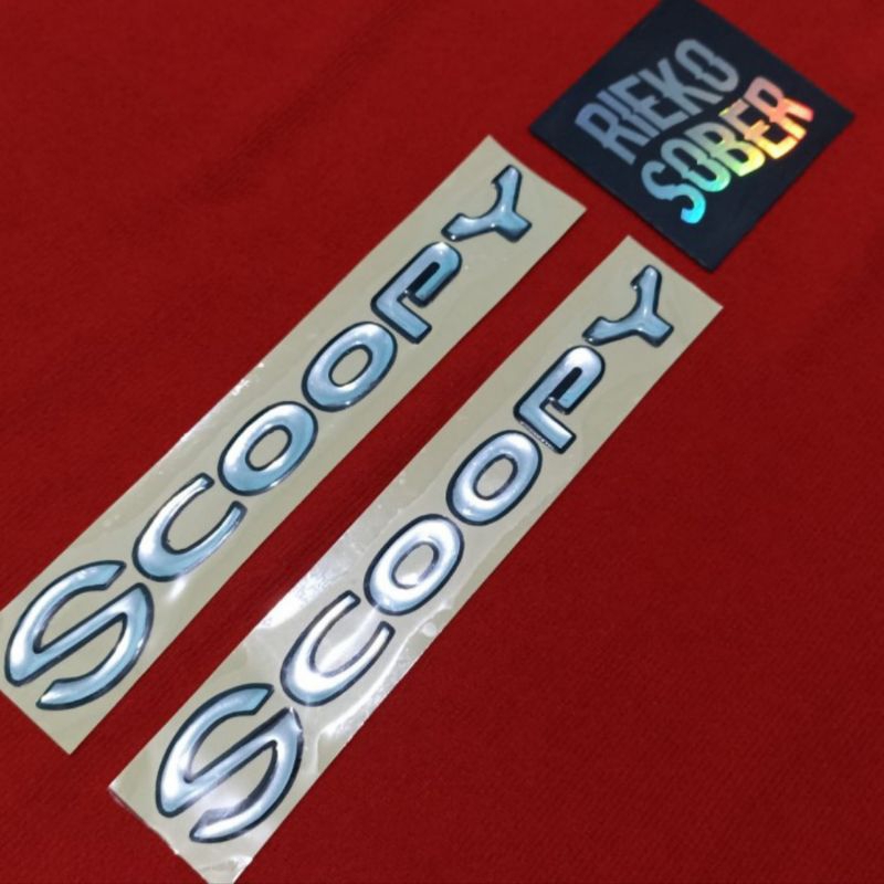 Stiker Logo Scoopy Resin Timbul Warna Chrome