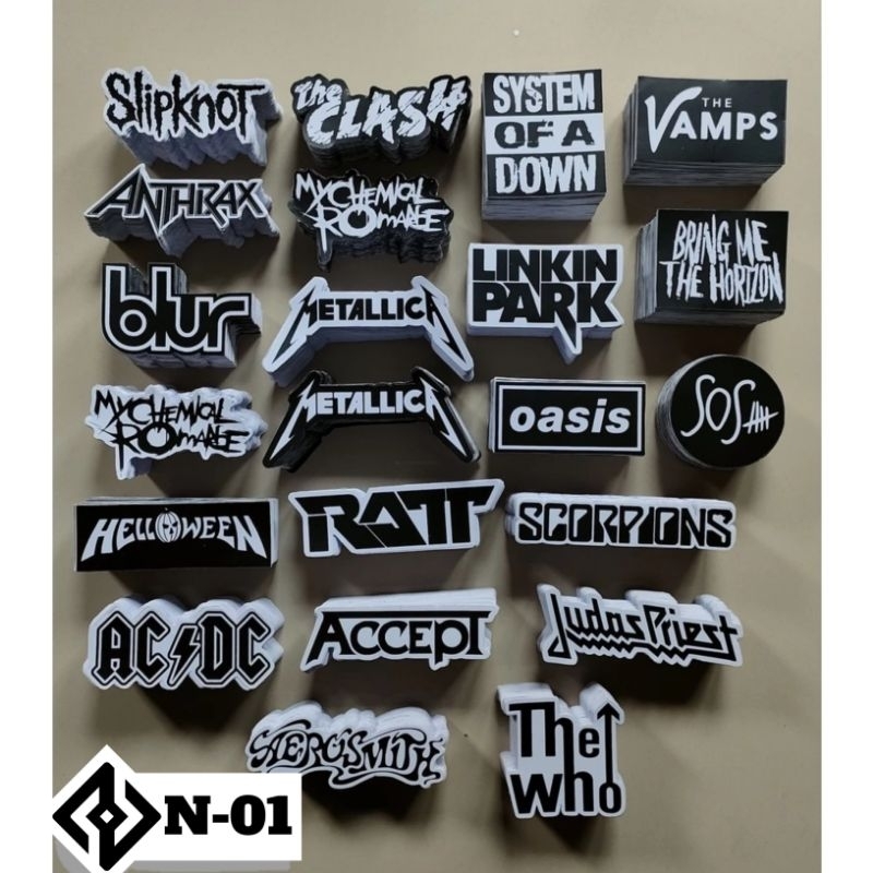 

23 pcs. STIKER PACK, STIKER BAND MUSIC, STIKER HITAM PUTIH