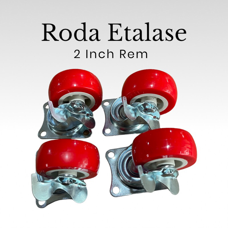 Roda Etalase 2 inch Roda Lemari Roda Trolly Set 4 pcs Rem