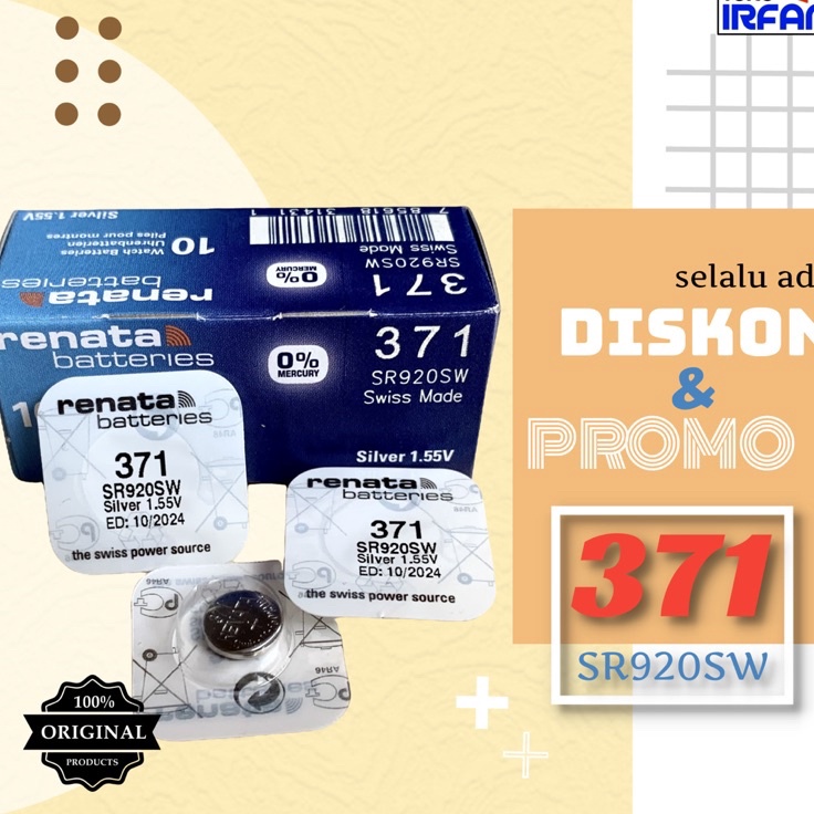 Mega Maxn4N8z BATERAI RENATA 371 SR920SW ORIGINAL PENGGANTI SR920 LR920 LR921 BATRAI JAM BATRE JAM T