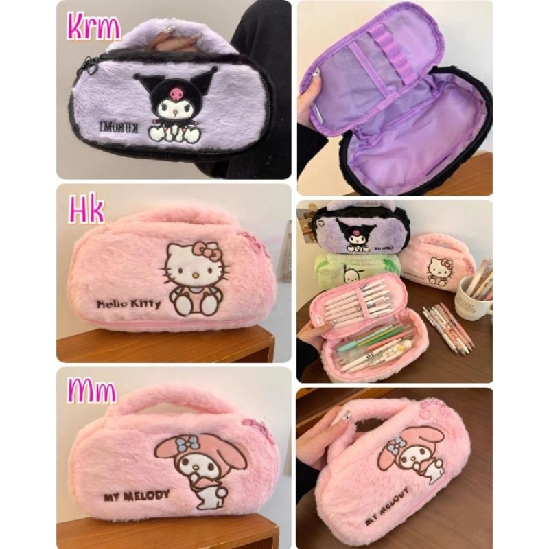 

CL Pouch tempat pensil cosmetic bulu tenteng Kuromi Melody Hello Kitty