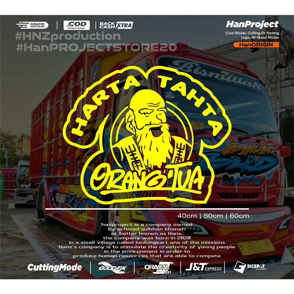 1026 STICKER CUTTING KACA DAN BODY MOBIL TRUK DAN PICK UP HARTA TAHTA ORANG TUA