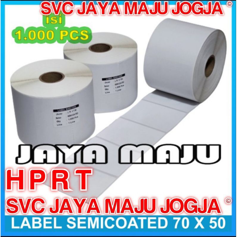 

[ HPRT ] 70 X 50 SEMICOATED - 1 LINE - FACE IN - ISI 1.000 PCS || CORE 1" || LABEL BARCODE PAKAI RIBBON THERMAL TRANSFER - KERTAS STICKER E-TICKET FARMASI RESEP OBAT APOTEK || 70X50 ANTI AIR - XT100 XT 100 XT300 XT 300 - ISI 1000 PCS