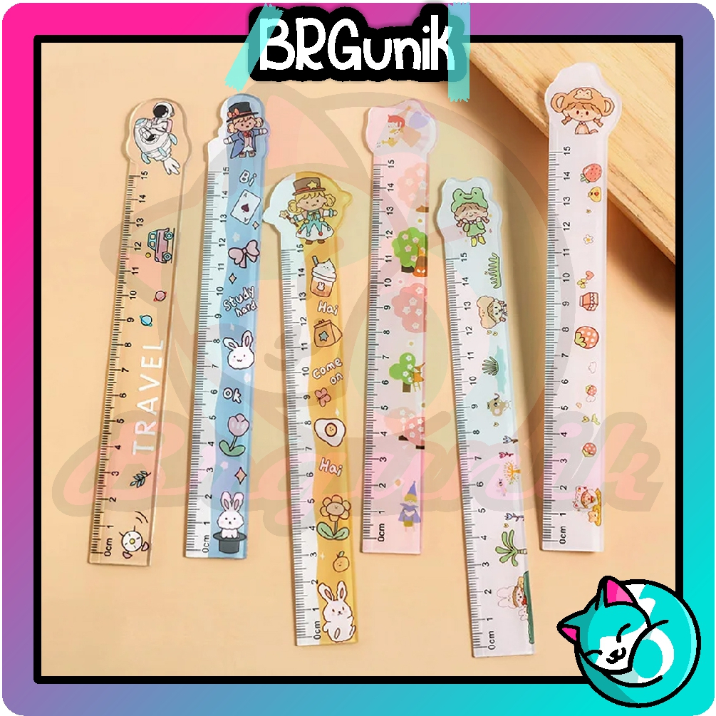 

BRGUNIK Penggaris Sekolah Kantor Motif Lucu 15cm Bahan Plastik Import S103