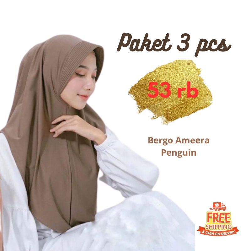 Paket 3pcs Bergo Penguin Jersey Ameera