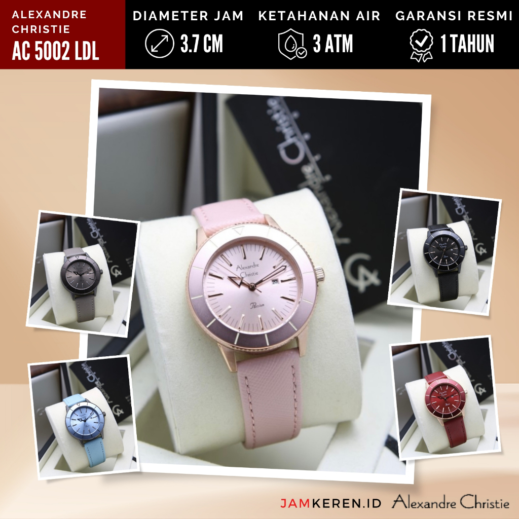 Jam Tangan Wanita Cewek Alexandre Christie 5002 AC 5002 AC5002 LD Tali Kulit Original dan Bergaransi