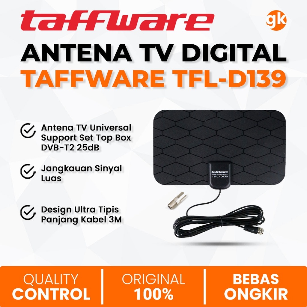 TAFFWARE ANTENA TV Digital Antena Tempel Dinding TFL D139 / TFL D139 High Gain 25-dB Indoor original